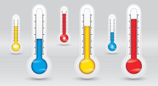 Three thermometers with different temperatures