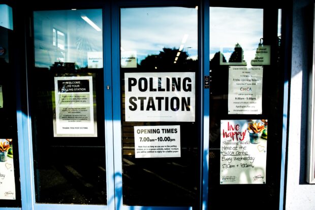 Front of a polling station