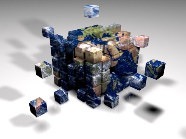 Cubes of the globe fitting together to represent different regulators working together