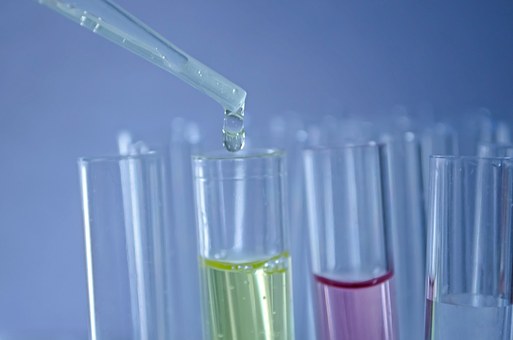 close-up of test tubes and pipette